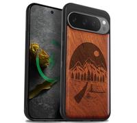 Carveit Bois Coque pour Pixel 9 Pro, Rosé-Nuit Sauvage