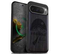 Carveit Bois Coque pour Pixel 9 Pro, Sombre-Nuit Sauvage