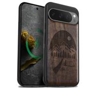 Carveit Bois Coque pour Pixel 9 Pro XL, Noyer-Nuit Sauvage
