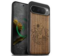 Carveit Bois Coque pour Pixel 9 Pro XL, Noyer-Sommets Ensoleillés