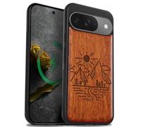 Carveit Bois Coque pour Pixel 9, Rosé-Sommets Ensoleillés