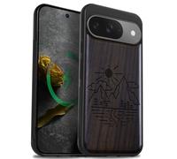 Carveit Bois Coque pour Pixel 9, Sombre-Sommets Ensoleillés