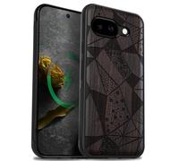 Carveit Bois Coque pour Pixel 9a, Sombre-Mosaïque Géométrique