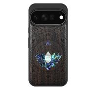 Carveit Bois en Étui pour Pixel 11 Pro XL, Sombre, Essence du Lotus