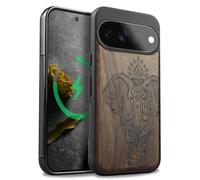 Carveit Bois et Coque pour Pixel 11, Noyer-Éléphant Indien | Magnétique pour Étui Bois Case de Téléphone Antichoc Bumper TPU Compatible Magsafe Google Pixel 11 Cover