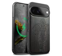 Carveit Bois et Coque pour Pixel 11 Pro, Sombre-Éléphant Indien | Magnétique pour Étui Bois Case de Téléphone Antichoc Bumper TPU Compatible Magsafe Google Pixel 11 Pro Cover