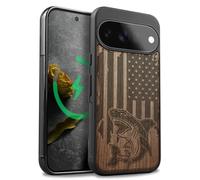 Carveit Bois et Étui pour Pixel 11, Noyer-Attaque de Requin | Magnétique pour Bois Cover, Protection TPU Case de Téléphone Antichoc Compatible Magsafe avec Google Pixel 11 Étui