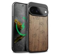 Carveit Bois et Étui pour Pixel 11 Pro, Noyer-Murmures Pissenlit