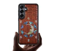 Carveit Bois Étui pour Galaxy S25 Plus Magnétique Coque, Incrustation de Coquille de Téléphone Compatible Magsafe avec Samsung S25 Plus Etui (Rosé-Énigme Manuscrite)