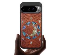 Carveit Bois Étui pour Google Pixel 10/10 Pro Magnétique Coque, Incrustation de Coquille de Téléphone Compatible Magsafe avec Pixel 10/10 Pro Etui (Rosé-Énigme Manuscrite)