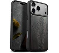 Carveit Bois Étui pour iPhone 18 Pro Max, (Sombre-Éléphant Indien) | Magnétique Coque, Bois Cover de Téléphone Antichoc Compatible Magsafe avec iPhone 18 Pro Max Case