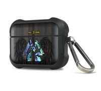 Carveit Coque Compatible Airpods Pro 3 (2025), Étui en Bois et Incrustation de Coquille Cover Antichoc Intégrales pour Airpods Pro 3 avec Titane Mousqueton (Bois Sombre-Ailes de la Valeur Essence)