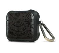 Carveit Coque Compatible avec Airpods 4 (2024), Étui de Protection pour Airpods 4 Gén avec Unique Etui en Bois et TPU, avec Titane Mousqueton (Bois Sombre-Une Odyssée Océanique)