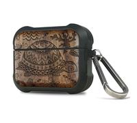 Carveit Coque Compatible avec Airpods Pro 3 (2025), Étui de Protection pour Airpods Pro 3 avec Unique Etui en Bois et TPU, avec Titane Mousqueton (Noyer-Une Odyssée Océanique)