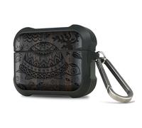 Carveit Coque Compatible avec Airpods Pro 3 (2025), Étui de Protection pour Airpods Pro 3 avec Unique Etui en Bois et TPU, avec Titane Mousqueton (Bois Sombre-Une Odyssée Océanique)