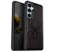 Carveit Coque Compatible avec Galaxy S24 FE 5G Étui en Bois Cover, Etui en Bois Rigide Antichoc avec TPU Case pour Samsung S24 FE 5G Coque (Bois Sombre-Domination du tisseur de Toile)