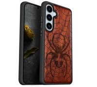 Carveit Coque Compatible avec Galaxy S24 FE 5G Étui en Bois Cover, Etui en Bois Rigide Antichoc avec TPU Case pour Samsung S24 FE 5G Coque (Rosé-Domination du tisseur de Toile)