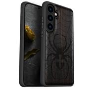 Carveit Coque Compatible avec Galaxy S24 Plus 5G Étui en Bois Cover, Etui en Bois Rigide Antichoc avec TPU Case pour Samsung S24 Plus 5G Coque (Bois Sombre-Domination du tisseur de Toile)
