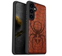 Carveit Coque Compatible avec Galaxy S24 Plus 5G Étui en Bois Cover, Etui en Bois Rigide Antichoc avec TPU Case pour Samsung S24 Plus 5G Coque (Rosé-Domination du tisseur de Toile)