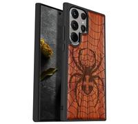 Carveit Coque Compatible avec Galaxy S24 Ultra 5G Étui en Bois Cover, Etui en Bois Rigide Antichoc avec TPU Case pour Samsung S24 Ultra 5G Coque (Rosé-Domination du tisseur de Toile)