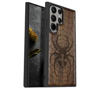 Carveit Coque Compatible avec Galaxy S24 Ultra 5G Étui en Bois Cover, Etui en Bois Rigide Antichoc avec TPU Case pour Samsung S24 Ultra 5G Coque (Noyer-Domination du tisseur de Toile)