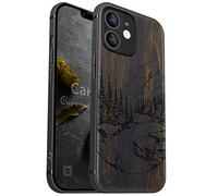 Carveit Coque en Bois pour iPhone 12 Mini Case Compatible MagSafe avec et Chargement sans Fil Étui de téléphone Antichoc de 12 Mini Etui magnétique TPU (Bois Sombre-Paysage Naturel Sauvage)