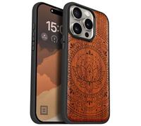 Carveit Coque en Bois pour iPhone 15 Pro, (Rosé-Lotus Essence)