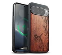 Carveit Coque Magnétique pour Google Pixel 10 Pro XL Étui Bois Case de Téléphone Antichoc Bumper TPU Compatible Magsafe Pixel 10 Pro XL Coque Bois Etui (Rosé-Vague Kanagawa)