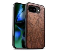 Carveit Coque Magnétique pour Google Pixel 10a Étui Bois Case de Téléphone Antichoc Bumper TPU Compatible Magsafe Pixel 10a Coque Bois Etui (Rosé-Oasis sous-Marine)