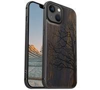 Carveit Coque magnétique pour iPhone 13 [amulette Bois Noir] [Pare-chocs en TPU souple] Coque de téléphone antichoc compatible avec 13 Magsafe Coque Bois (Arbre éternel)