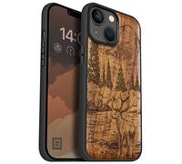Carveit Coque magnétique pour iPhone 14 Étui de Protection TPU Coque de téléphone Antichoc Compatible avec 14 Magsafe Artistique Coque (Noyer-Montagnes et cerf)