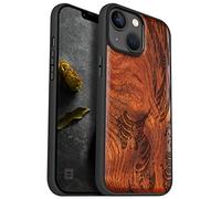 Carveit Coque magnétique pour iPhone 14 Personnalisé Gravure Laser Bois Coque de téléphone Antichoc Bumper TPU Compatible avec 14 Magsafe Coque (Palissandre-Vague Kanagawa)