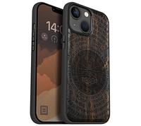 Carveit Coque magnétique pour iPhone 14 Personnalisé Gravure Laser Bois Coque de téléphone Antichoc Bumper TPU Compatible avec 14 Magsafe Coque Bois (Bois Sombre-Thors Hammer)