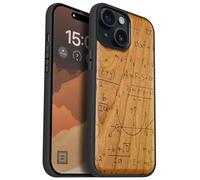 Carveit Coque Magnétique pour iPhone 15 Étui Bois Case de Téléphone Antichoc Bumper TPU Compatible Magsafe 15 Coque Bois Etui (Cerise-Le langage de l'univers)