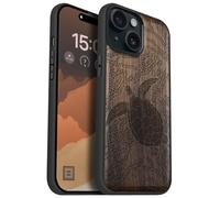 Carveit Coque Magnétique pour iPhone 15 Étui Bois Case de Téléphone Antichoc Bumper TPU Compatible Magsafe 15 Coque Bois Etui (Noyer-Gardien du récif corallien)