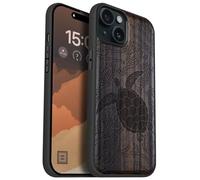 Carveit Coque Magnétique pour iPhone 15 Plus Étui Bois Case de Téléphone Antichoc Bumper TPU Compatible Magsafe 15 Plus Coque Bois Etui (Bois Sombre-Gardien du récif corallien)