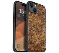 Carveit Coque magnétique pour iPhone 15 Plus Étui Bois Case de téléphone Antichoc Bumper TPU Compatible avec Magsafe 15 Plus Coque Bois Etui (Noyer-Une Odyssée Aztèque)