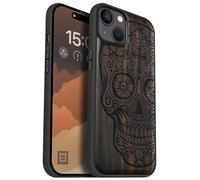 Carveit Coque magnétique pour iPhone 15 Plus Étui Bois Case de téléphone Antichoc Bumper TPU Compatible avec Magsafe 15 Plus Coque Bois Etui (Bois Sombre-Dis de Los Muertos)