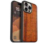 Carveit Coque Magnétique pour iPhone 15 Pro Max Étui Bois Case de Téléphone Antichoc Bumper TPU Compatible Magsafe 15 Pro Max Coque Bois Etui (Rosé-Le langage de l'univers)