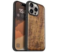 Carveit Coque Magnétique pour iPhone 15 Pro Max Étui Bois Case de Téléphone Antichoc Bumper TPU Compatible Magsafe 15 Pro Max Coque Bois Etui (Noyer-Le langage de l'univers)