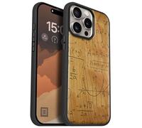 Carveit Coque Magnétique pour iPhone 15 Pro Max Étui Bois Case de Téléphone Antichoc Bumper TPU Compatible Magsafe 15 Pro Max Coque Bois Etui (Cerise-Le langage de l'univers)