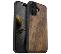 Carveit Coque Magnétique pour iPhone 16 Étui Bois Case de Téléphone Antichoc Bumper TPU Compatible Magsafe 16 Coque Bois Etui (Noyer-Murmures de Pissenlit)