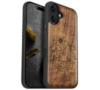 Carveit Coque Magnétique pour iPhone 16 Plus Étui Bois Case de Téléphone Antichoc Bumper TPU Compatible Magsafe 16 Plus Coque Bois Etui (Noyer-Sommets ensoleillés)