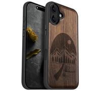 Carveit Coque Magnétique pour iPhone 16 Plus Étui Bois Case de Téléphone Antichoc Bumper TPU Compatible Magsafe 16 Plus Coque Bois Etui (Noyer-Nuit Sauvage)