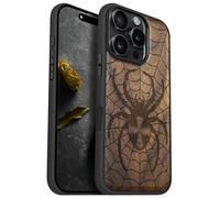 Carveit Coque Magnétique pour iPhone 16 Pro Étui Bois Case de Téléphone Antichoc Bumper TPU Compatible Magsafe 16 Pro Coque Bois Etui (Noyer-Domination du tisseur de Toile)