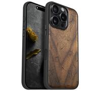 Carveit Coque Magnétique pour iPhone 16 Pro Étui Bois Case de Téléphone Antichoc Bumper TPU Compatible Magsafe 16 Pro Coque Bois Etui (Noyer-Murmures de Pissenlit)