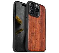 Carveit Coque Magnétique pour iPhone 16 Pro Étui Bois Case de Téléphone Antichoc Bumper TPU Compatible Magsafe 16 Pro Coque Bois Etui (Rosé-Murmures de Pissenlit)