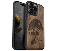 Carveit Coque Magnétique pour iPhone 16 Pro Max Étui Bois Case de Téléphone Antichoc Bumper TPU Compatible Magsafe 16 Pro Max Coque Bois Etui (Noyer-Nuit Sauvage)