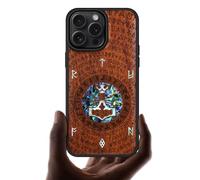 Carveit Coque Magnétique pour iPhone 16 Pro Max Étui de TPU, Gravure en Bois et Incrustation de Coquille Cover Compatible Magsafe avec Apple 16 Pro Max Coque (Rosé-Thors Hammer)