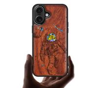 Carveit Coque Magnétique pour iPhone 17 Étui, Gravure en Bois et Incrustation de Coquille Cover Compatible Magsafe avec Apple 17 Coque (Rosé-Vagabond Cosmique)